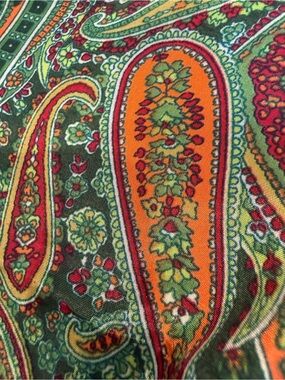Vibrant Paisley Print Silk Dress for Barb - Orange & Green